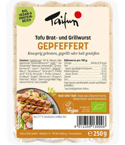 Produktfoto zu Tofu Brat- und Grillwurst gepfeffert 250g