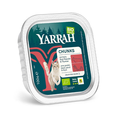 Produktfoto zu Katzenfutter Schale Chunks Huhn mit Rind, 100g