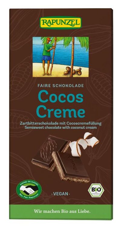 Produktfoto zu Zartbitter Schokolade Cocos-Creme gefüllt, 100g