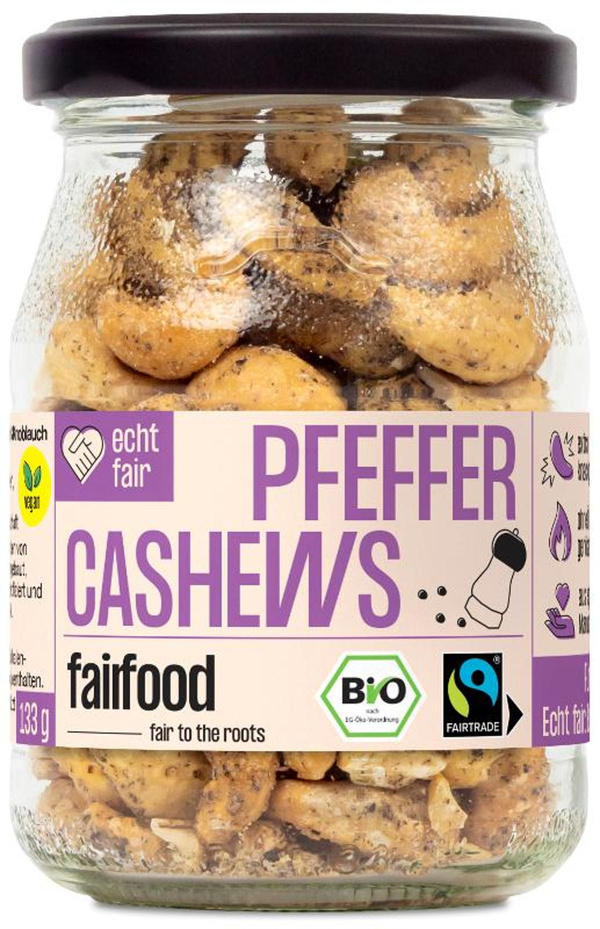 Produktfoto zu Cashews mit Pfeffer, fairtrade, 133g