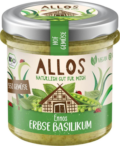 Produktfoto zu Brotaufstrich Ennos Erbse-Basilikum 135g
