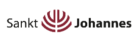KI generiert: Logo von Sankt Johannes mit stilisiertem rotem Symbol. Text: "Sankt Johannes".