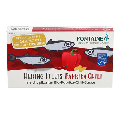 Produktfoto zu Heringsfilets in Paprika-Chili, 200g, MSC